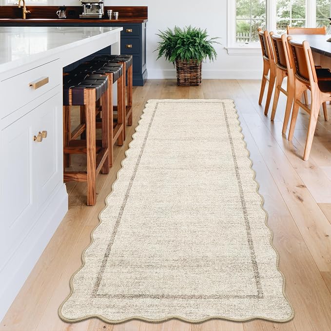 GarveeHome Scalloped Washable Kitchen Runner Rug 2x8, Non Slip Boho Soft - Image 3