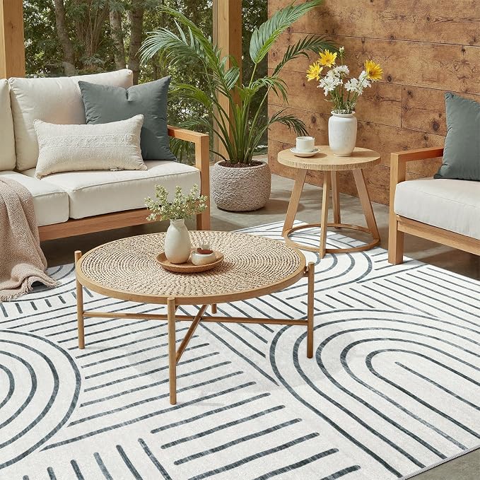 DCX Abstract Machine Washable 9x12 Rug, Soft Low Pile Non Slip Carpet, Kid & - Image 4