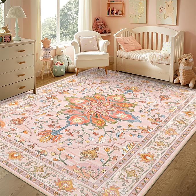 RELEANY Area Rugs 3'x5' Washable Non-Slip, Floral Vintage Distress Medallion - Image 9