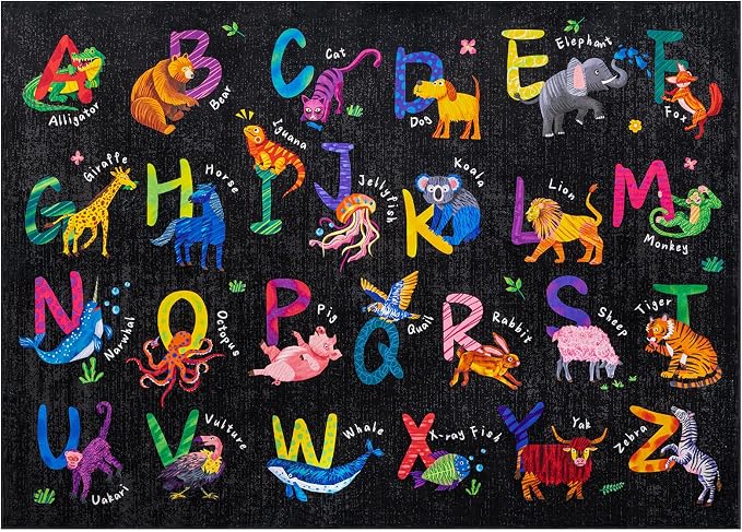 5x7 ABC Classroom Rug for Kids Playroom, Alphabet Rug - Image 4