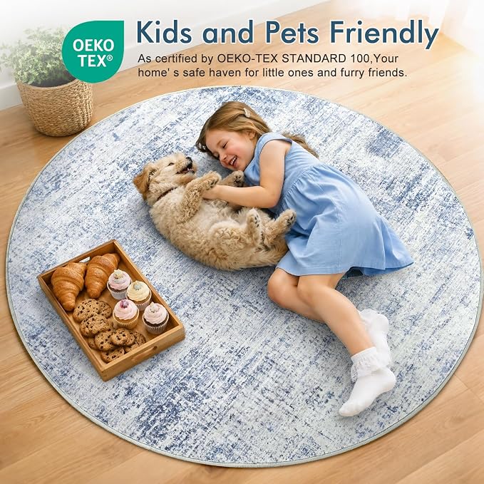 6Ft Round Area Rugs for Living Room, Soft Non-Slip Washable Rugs Modern - Image 5