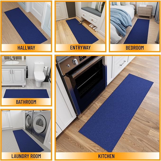 Ottomanson Hallway Runner Rug 20" x 59" Non Slip Solid Area Rugs Easy to Clean - Image 3