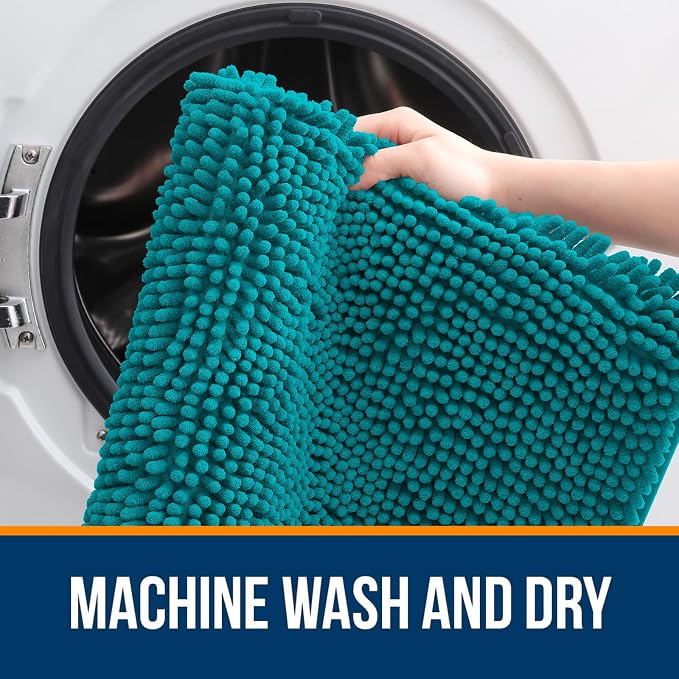 OLANLY Bathroom Rugs 34x21, Extra Soft Absorbent Chenille Bath Rugs, Rubber - Image 5