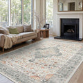 Rugxara 8x10 Washable Area Rug for Living Room, Vintage Neutral Extra Large by Rugxara