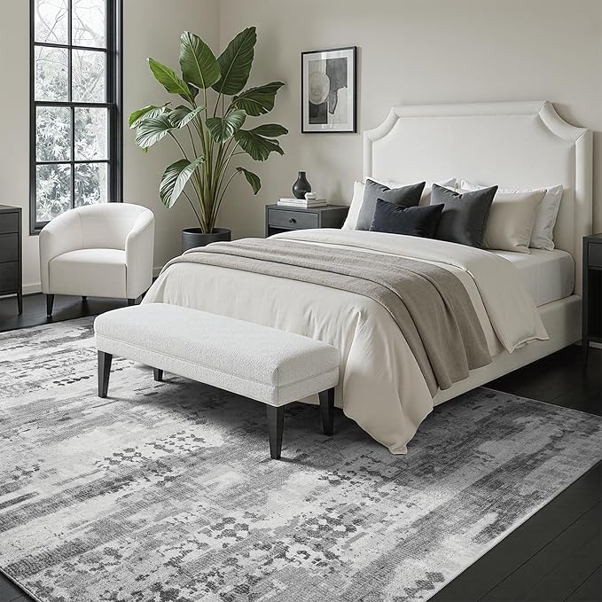DCX Abstract Area Rug 6x9, Washable Gray Modern Rug - Image 6