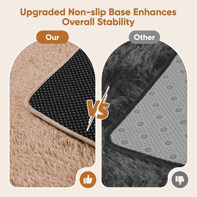 Area Rug for Living Room Bedroom: 6x9 Camel Soft Fluffy Shag Upgrade Non-Slip - Image 6