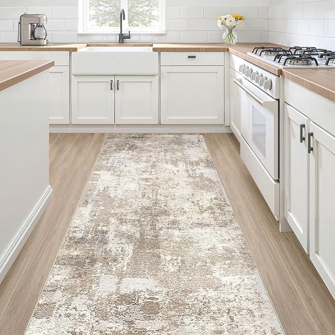 Runner Rug Kitchen Washable Rugs: 2x5 Non-Slip Abstract Soft Modern Stain by LOONGRUG