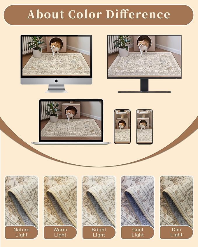 Madane 5x7 Area Rugs for Living Room, Stain Resistant Washable Rug, Non-Slip - Image 9