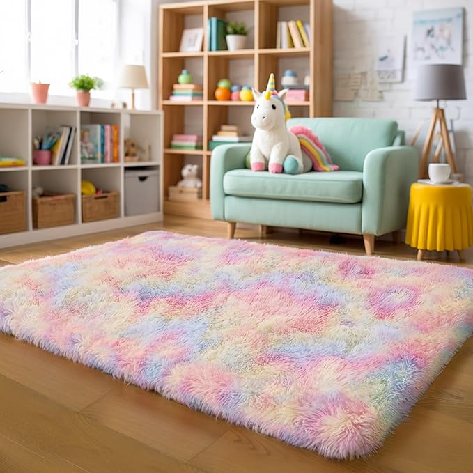 KICHOWUA Thick Area Rug 5x8 Unicorn Fluffy Shag - Image 7