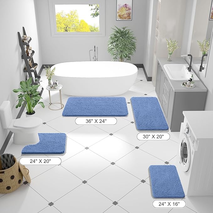 OLANLY Large Bathroom Rugs 70x46, Soft Absorbent Chenille Bath Rugs, Rubber - Image 2