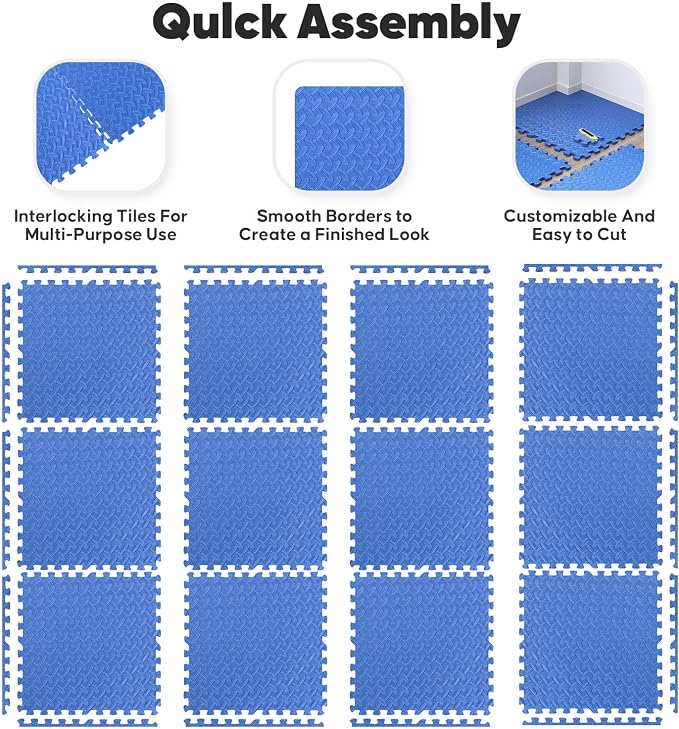 Home Gym Mat, Puzzle Exercise Mat, of EVA Interlocking Foam Floor Tiles - Image 5