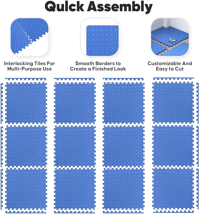 24 Pack Home Gym Mat, Puzzle Exercise Mat, EVA Interlocking Foam Floor Tiles - Image 6