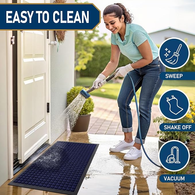 Smiry Front Door Mat Outside Entrance, Heavy Duty Natural Rubber Doormat - Image 5