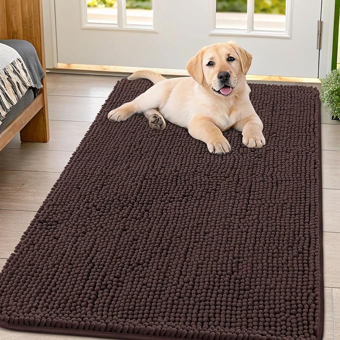 Smiry Dog Door Mat for Muddy Paws 54x32, Absorbent Dirt Trapper, Non-Slip by Smiry