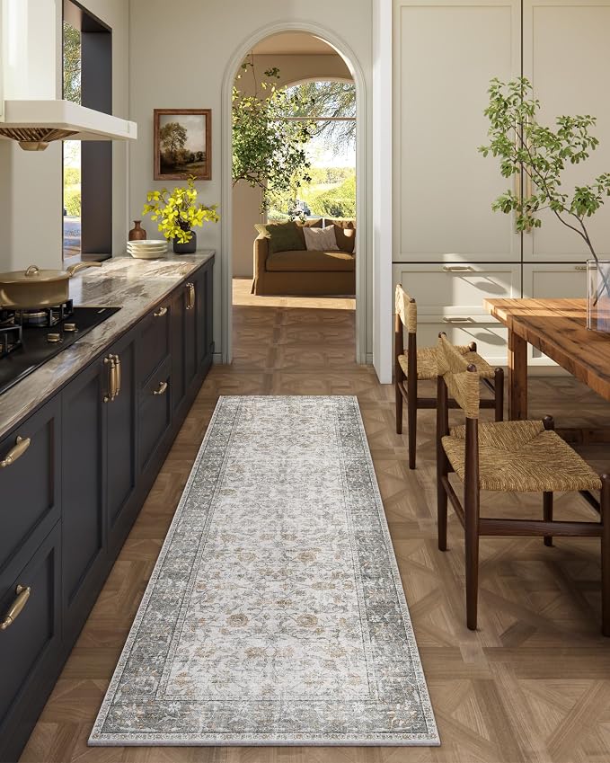 Washable Kitchen Rug Runners for Hallways: 2'x6' Bedroom Rug Non Slip Low-Pile by palohom