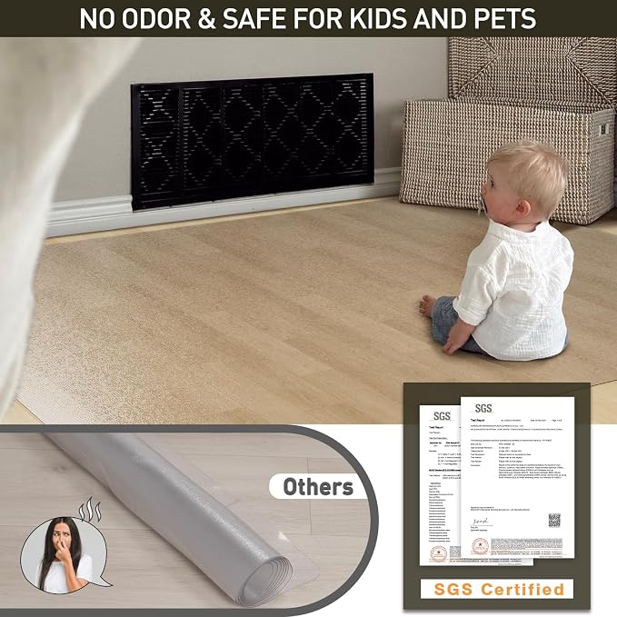 Clear Plastic Area Mat for Under High Chair, Anti-Spill Hard Floor Protector - Image 3