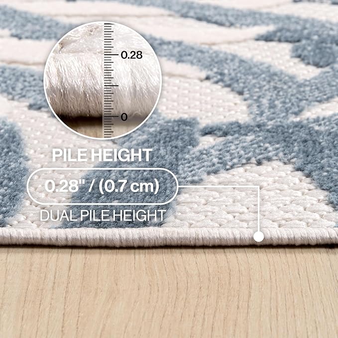 JONATHAN Y Tropics Palm Leaves Indoor Outdoor Area Rug 3x5 Cream/Dark Blue - Image 6