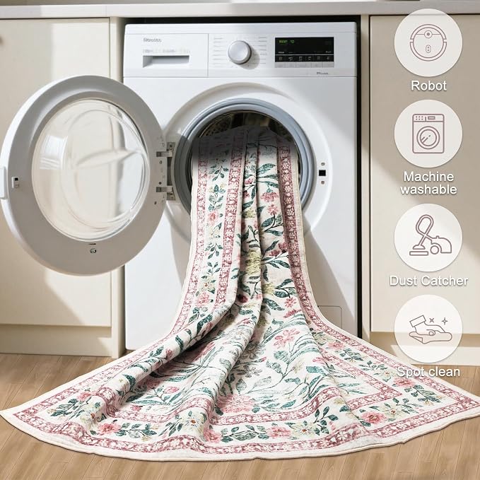 6x9 Area Rugs for Living Room: Floral Washable Rug Vintage Large Soft Boho - Image 7