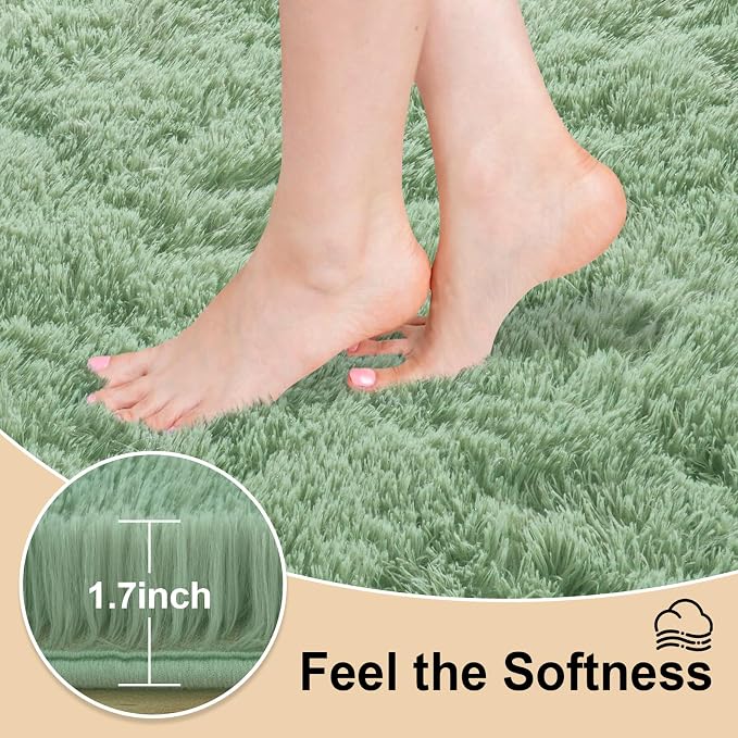 Mugorn Green Rugs for Bedroom, 3x5 Feet Fluffy Area Rugs for Living Room - Image 3