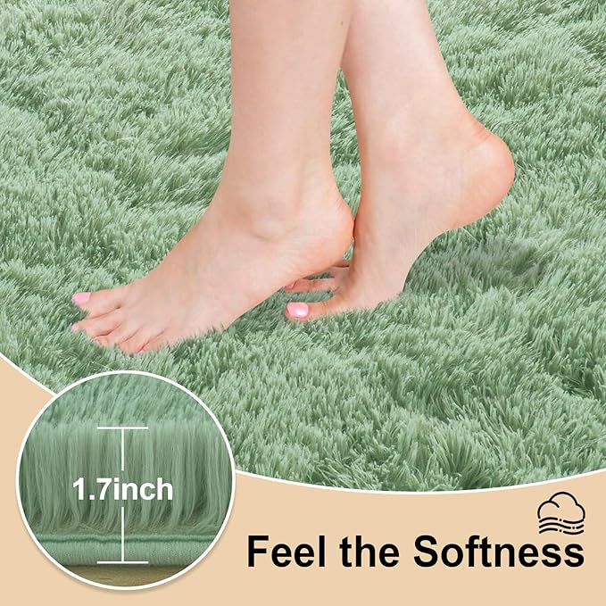 Mugorn Green Rugs for Bedroom, 2x3 Feet Fluffy Area Rugs for Living Room - Image 2