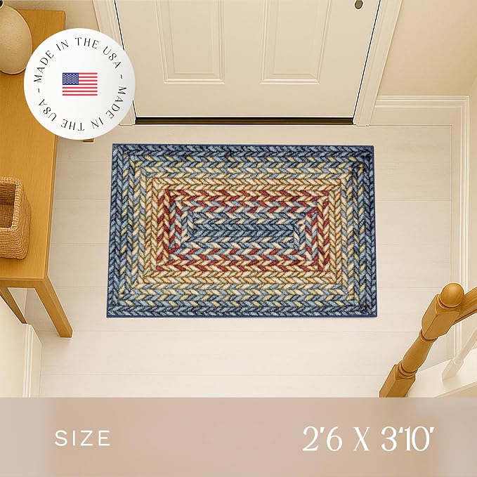 Maples Rugs Marion Bohemian Braided-Style Print Area Rug – Made in USA – - Image 2