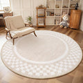 6ft Washable Round Rug for Entryway Modern Checkered Bedroom Circle Rug Non by GarveeHome
