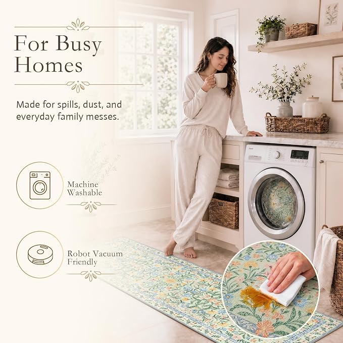 Wonnitar Boho Washable Rugs 8x10, Large Floral Rugs - Image 6
