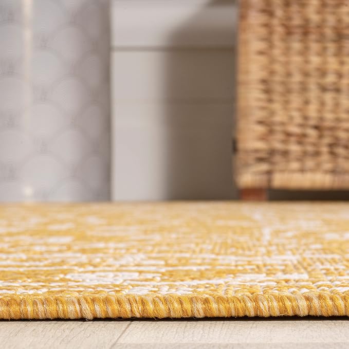 JONATHAN Y Boho Medallion Indoor Outdoor Area Rug 55X36.5 Yellow/Cream - Image 6