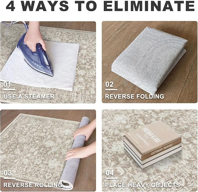 KILOCOCO Area Rug 3x5 Entryway Rug Washable Printed Vintage Floral Rubber - Image 8