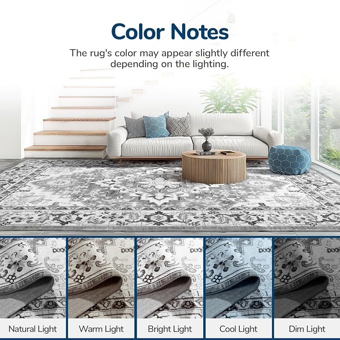 Lessymo 2 x 6 Runner Rug for Hallway, Machine Washable Entryway Rugs Boho Faux - Image 9