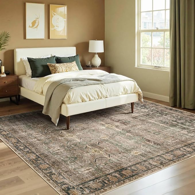 Rugxara Brown 5x7 Area Rugs for Living Room Bedroom, Large Washable Rug - Image 8