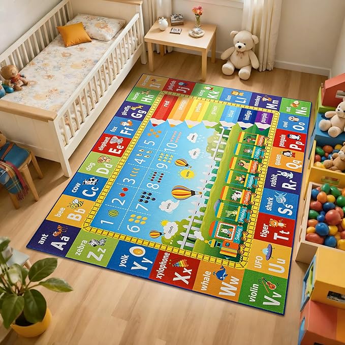 ABC Rug for Playroom Classroom Bedroom, 6x9 Kids Educational Area Rug for - Image 5
