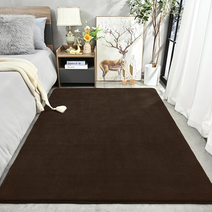 Amearea Modern Area Rugs for Bedroom Living Room, 4x6 Feet Brown Thickened - Image 2