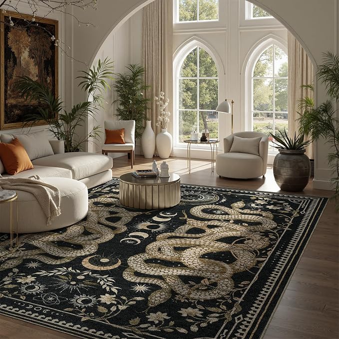 DCX Washable 8x10 Snake Rug, Soft Low Pile Carpet, Kid & Pet Friendly - Image 4