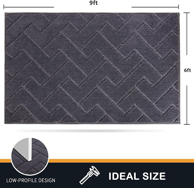PURRUGS Easy Care Area Rug 6ft x 9ft, Non-Slip Machine Washable Entry Rug - Image 2
