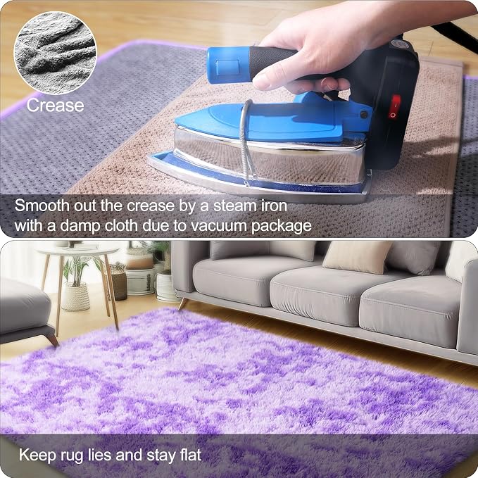 qulint Purple Rugs for Bedroom, Soft Fluffy 3x5 Nursery Rug Shag Fuzzy Small - Image 5