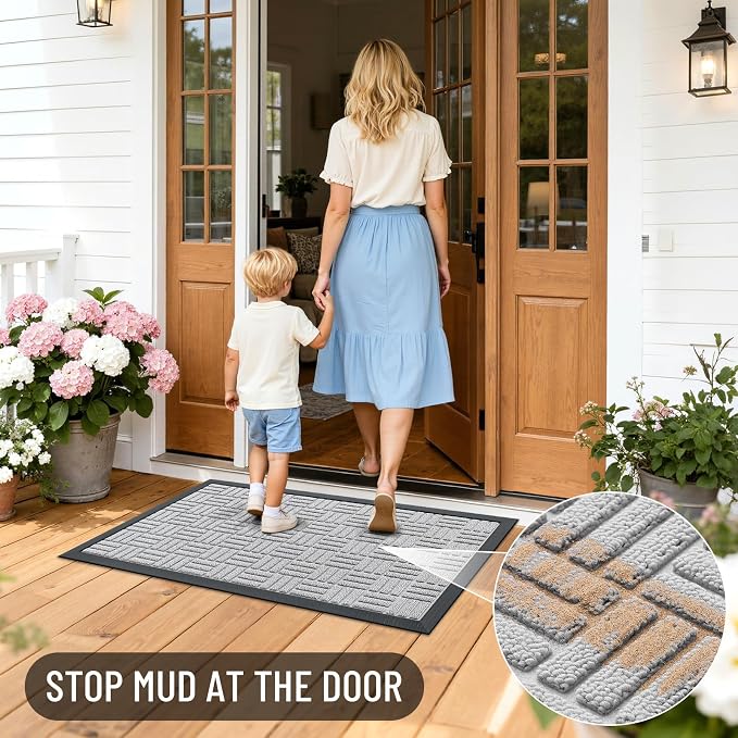 OLANLY Front Door Mat Outside Entrance 47x32, Heavy Duty Sturdy Natural Rubber - Image 7