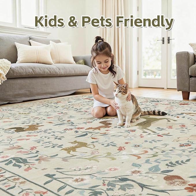 6x9 Area Rugs Washable Rug: Large Boho Living Room Rug Soft Non-Slip Low Pile - Image 5