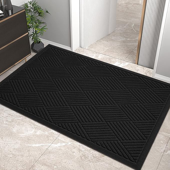 HIYARD Sturdy Front Door Mat, Absorbent Muddy Dirt Resist Welcome Door Mats by HIYARD
