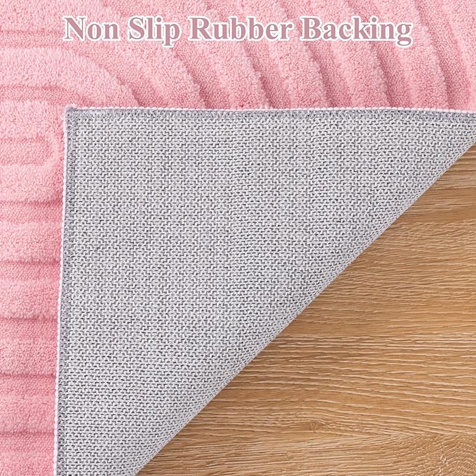 Pauwer Pink Area Rug for Girls Bedroom 4ft Soft Fluffy Non Slip Machine - Image 4
