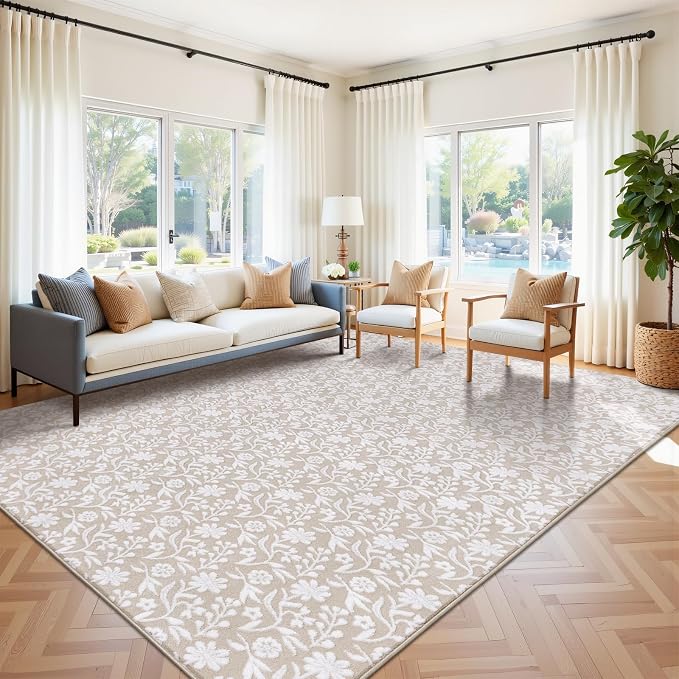 Vaukki 8x10 Area Rug for Living Room, Soft Fluffy Washable Modern Floral Indoor - Image 8