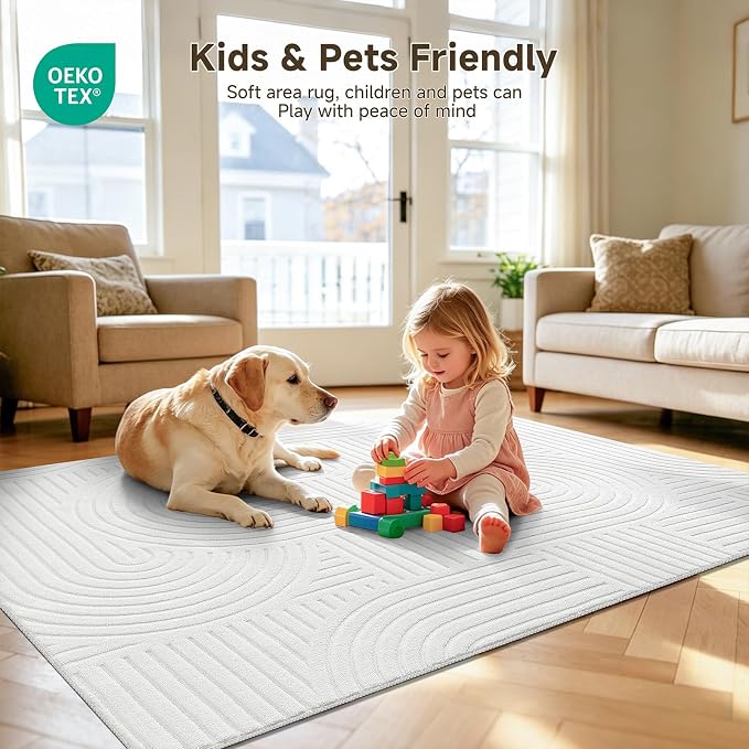 Pauwer 3x5 Washable Area Rugs for Living Room Modern White Solid Color Soft - Image 7