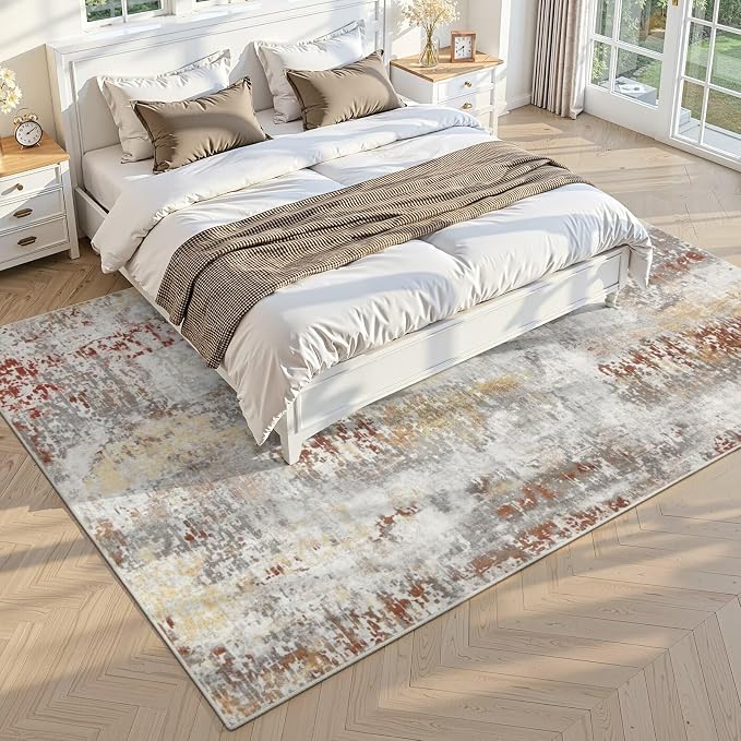 Toneed Abstract Area Rug Modern Washable Rug Soft Non Slip Rug Low Pile - Image 2