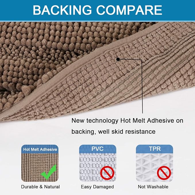 H.VERSAILTEX Bath Rugs for Bathroom Non Slip Bath Mats Extra Thick Chenille - Image 4