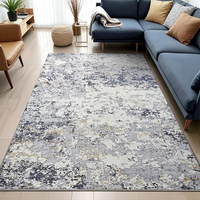 Toneed Abstract Area Rug Modern Washable Rug Soft Non Slip Rug Low Pile - Image 5