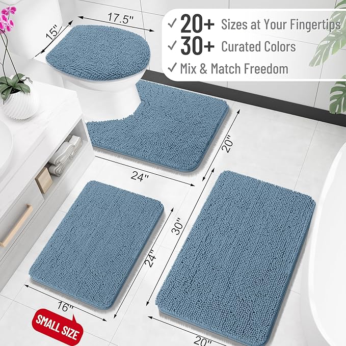 OLANLY Toilet Rugs U-Shaped 24x24, Extra Soft Absorbent Chenille Contour - Image 2