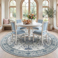 RELEANY Area Rugs Round 7ft Washable Non-Slip, Floral Vintage Distress by RELEANY