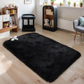 KICHOWUA Thick Area Rug Black Fluffy Shag 3x5 by KICHOWUA