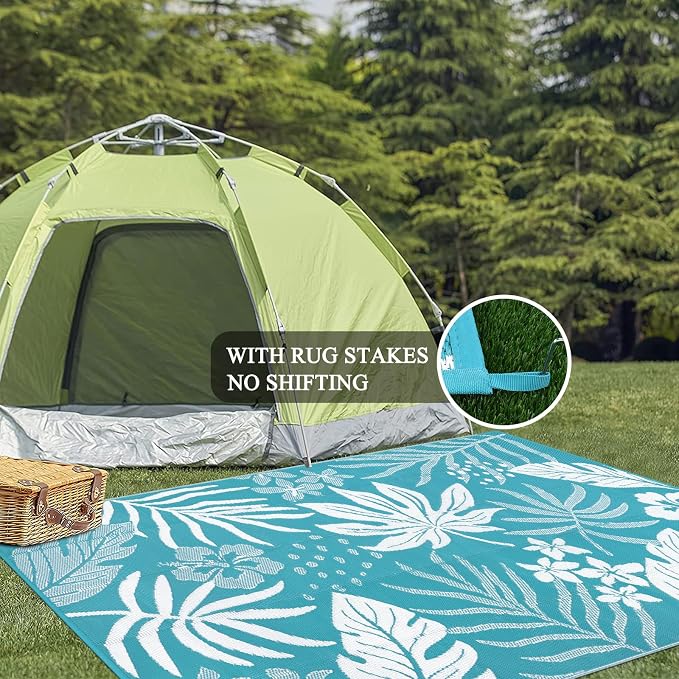 Pauwer Waterproof Outdoor Rug 6x9, Reversible Plastic Straw Patio Camping Rug - Image 6