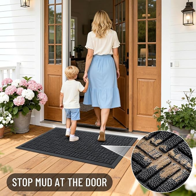 OLANLY Front Door Mat Outside Entrance 59x34, Heavy Duty Sturdy Natural Rubber - Image 7